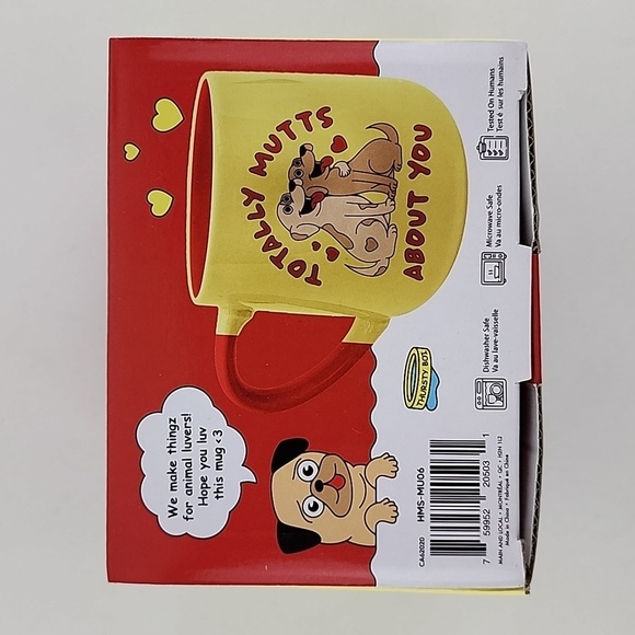 Hoomans Pawsitive Vibes Totally Mutts About You Coffee Tea Mug Red Yellow 16oz - Picture 8 of 9